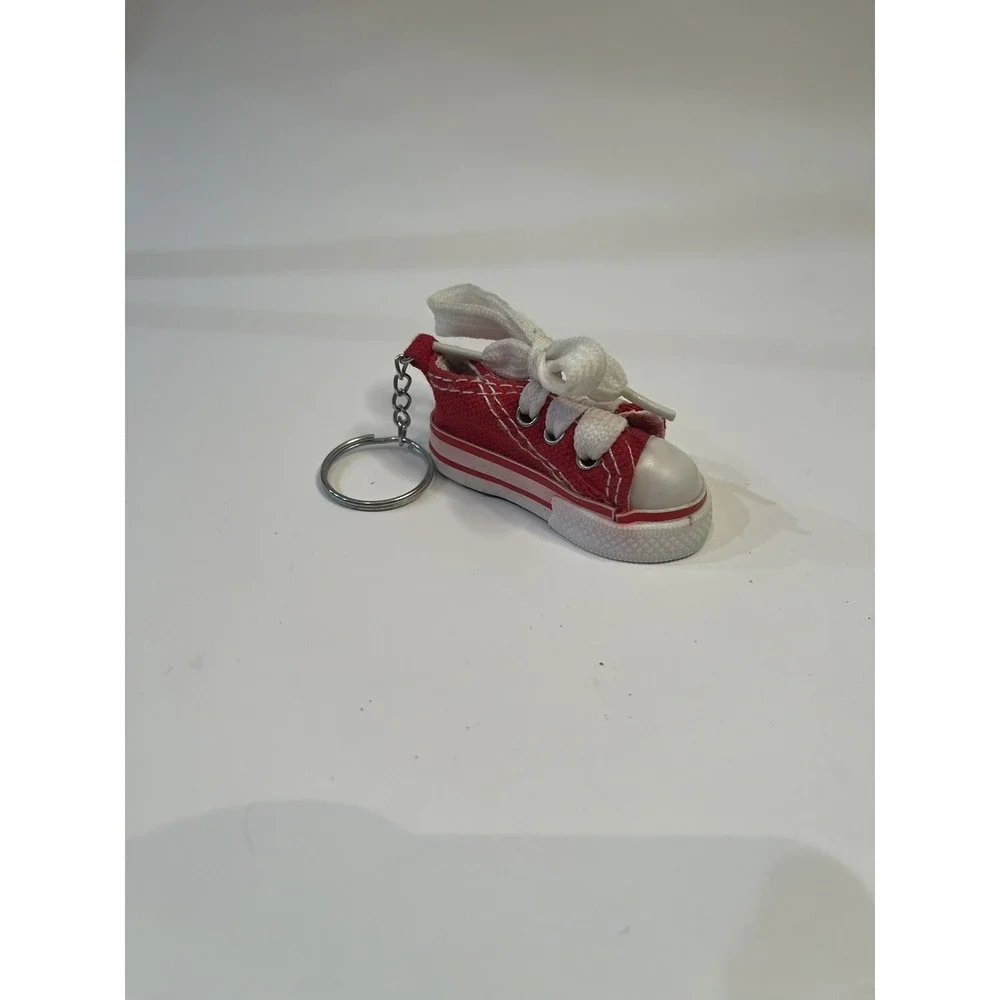 Sneaker Keychain Key Ring High Top Canvas Red And White Gym Basketball